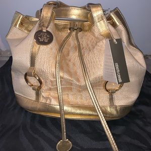 Roberto Cavalier Gold Bucket Bag!